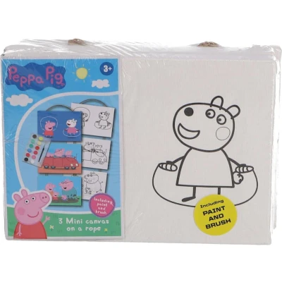 Afbeelding van Peppa Pig 3 Canvasdoeken Met Touw + Verf