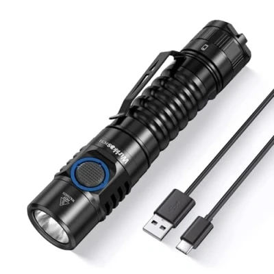 Afbeelding van Wurkkos FC11 C Led zaklamp, extreem helder, 1300 lumen, USB C, oplaadbaar met 90 kleurweergaveindex (90 kleurweergave), magnetische op de bodem van lamp, incl. vermogen (5000 K)