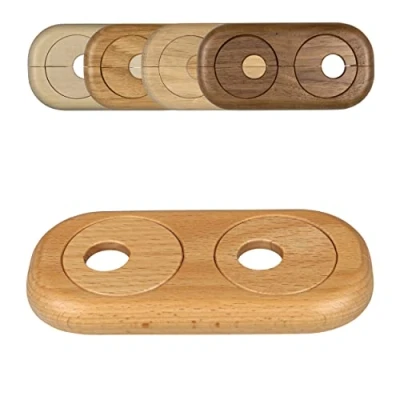 Afbeelding van FUX 3 stuks dubbele verwarmingsbuis, rozet, buisafstand variabel, verschillende echte houtsoorten en maten, buisafdekking, afdekrosetten, bekleding, radiator, rozetten, parket, houten rozetten (22 mm, beuk)