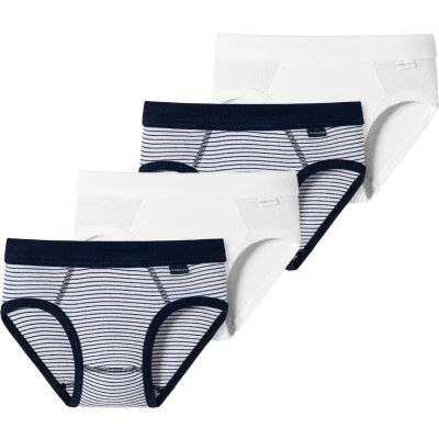 Afbeelding van Schiesser 4 PACK Slip Weiß blau gestreift voor kinderen, Maat: 98,