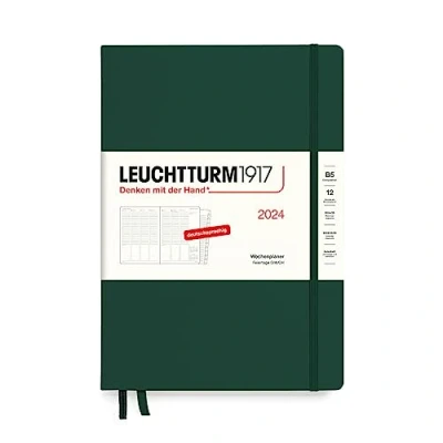 Afbeelding van LEUCHTTURM1917 367843 Weekplanner Composition (B5) 2024, met extra boekje voor adressen en jubilea, bosgroen, Duits, 12 maanden