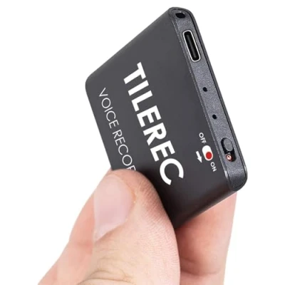 Afbeelding van Minirecorder opname apparaat spraakactivering 145 uur MP3 recorder 24 batterij Dunste metalen behuizing TileREC van Atto Digital