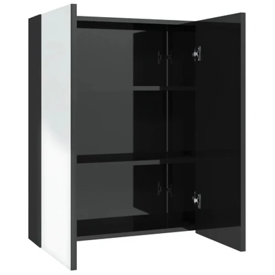 Afbeelding van vidaXL Badkamerkast met spiegel 60x15x75 cm MDF glanzend zwart