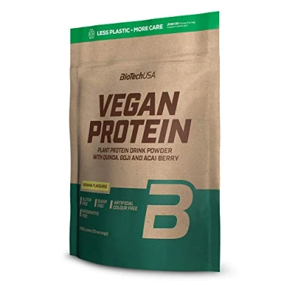 Afbeelding van BioTechUSA Vegan Protein Shake op basis van rijst en erwten met superfoods aminozuren Suiker , lactose glutenvrij, 2 kg, Banaan