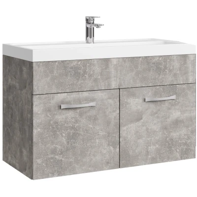 Afbeelding van Badplaats Badkamermeubel Set Paso 01 80 x 40 cm Beton Grijs Badmeubel met Wastafel