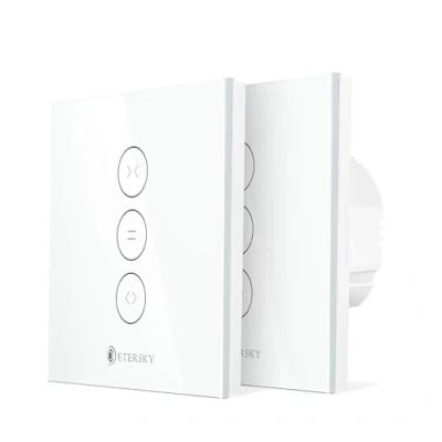 Afbeelding van Wifi schakelaar voor rolluiken, ETERSKY intelligente gordijnwandschakelaar, compatibel met Alexa en Google Home, aanraakwandschakelaar, afstandsbediening, timer delen
