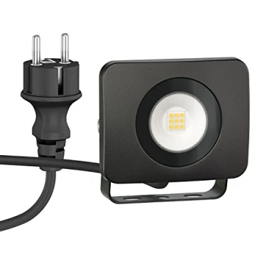 Afbeelding van ledscom.de LED tuinspot WEGA voor buiten, IP44, stekker, zwart, 10 W, 935lm, warmwit, Led, spot, lamp, schijnwerper, buitenverlichting, verlichting, balkon
