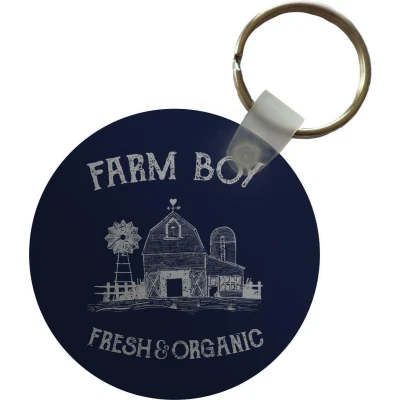 Afbeelding van Sleutelhanger Vintage Boerderij Tekst Plastic Rond Uitdeelcadeautjes Vaderdag cadeau Geschenk Cadeautje voor hem Tip Mannen