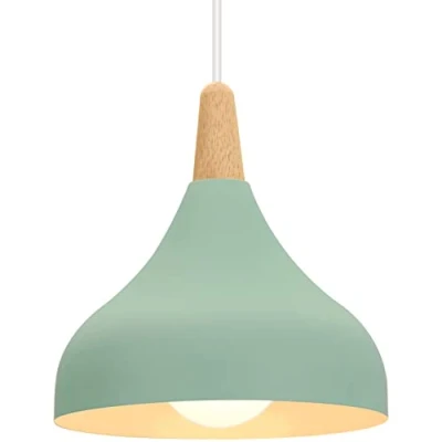 Afbeelding van iDEGU Kroonluchter hanglamp retro moderne druppelstijl hoed plafondlamp E27 metaal voor slaapkamer eetkamer keuken Ø 20 cm (groen 1 stuk)