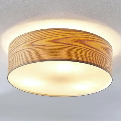 Afbeelding van Lindby plafondlamp hout 3 lichts hout, polycarbonaat, metaal H: 15 cm E27 licht wit
