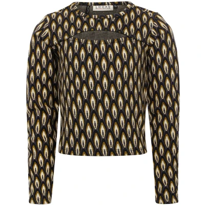 Afbeelding van LOOXS 10sixteen top met all over print en open detail mosgoen/zwart