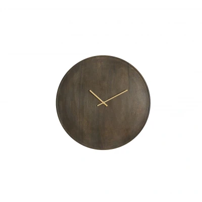 Afbeelding van Light&amp;living Klok Ø56 cm VETI mango hout donker bruin+goud