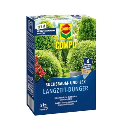 Afbeelding van COMPO Buxus en Ilex langdurige meststof, voor buxus, hulst heggen, milieuvriendelijke formule, 6 maanden langetermijneffect, 2 kg, 40 m²