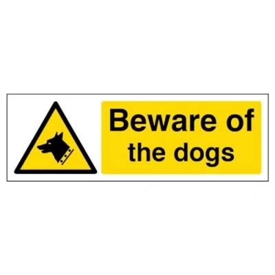 Afbeelding van VSafety Pas op Voor Het Honden Teken Landschap 300mm x 100mm 2mm Stijf Kunststof