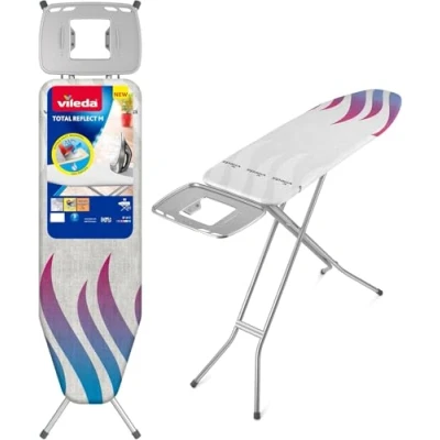 Afbeelding van Vileda Total Reflect M Strijkplank met snel en druppelfunctie, strijkijzer of ketellegger, XXL, 120 x 38 cm, in hoogte verstelbaar 76 96 cm