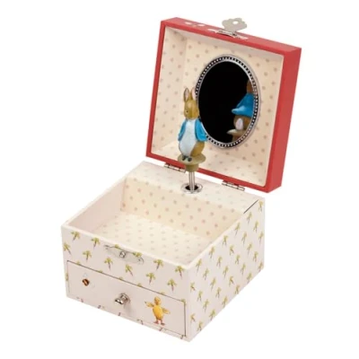Afbeelding van TROUSSELIER Pierre Lapin Peter Rabbit. Schatkist en muzikale sieraden Ideaal cadeau voor kinderen Muziek Menuet van Mozart Aardbeikleur