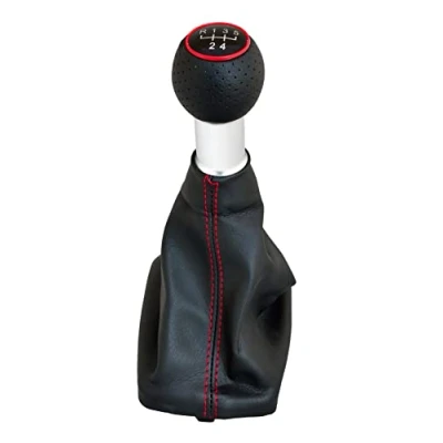 Afbeelding van Simoni Racing Pookknop OEM passend voor Audi A3 (8L) 1996 2003 Zwart Leder + 2 Schakelpatronen