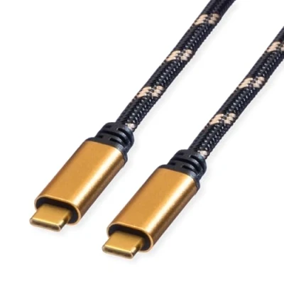 Afbeelding van ROLINE GOLD USB4 Gen3x2 Kabel, C C, M/M, 40Gbit/s, 100W , zwart / goud, 2 m