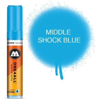 Afbeelding van Molotow 327HS Shock Blue Middle Blauwe acryl marker Chisel tip 4 8mm Kleur lichtblauw