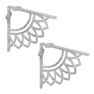 Afbeelding van plankdrager set van 2 19 cm gietijzer mandala wit
