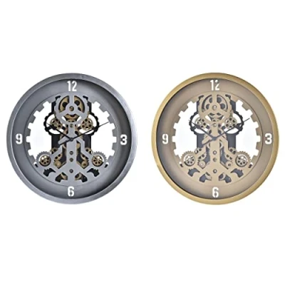 Afbeelding van Muurklok DKD Home Decor Kristal Zilverkleurig Gouden Ijzer 50 x 8 cm (2 Stuks)