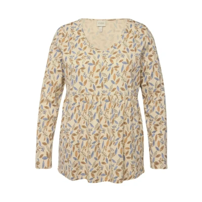 Afbeelding van Ulla Popken Vausschnitt Pyjamashirt, Dames, Maat: 46/48, Popcorn
