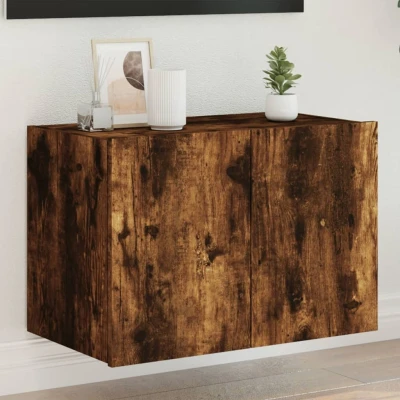 Afbeelding van Tv wandmeubel met LED verlichting 60x35x41 cm gerookt eiken