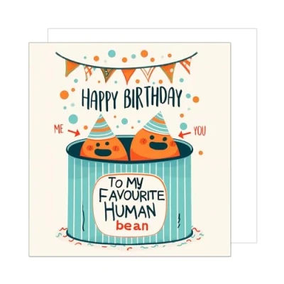 Afbeelding van Edition Seidel Premium vierkante verjaardagskaart met envelop. Wenskaart spreuk Happy Birthday bilet kaart voor man vrouw kinderen meisje jongen Bean Humor (GQ254 SW024)