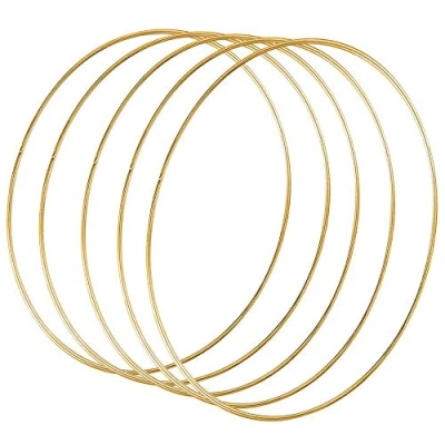 Afbeelding van Ferleiss 5 stuks 35 cm metalen bloemenkrans macramé gouden hoepel ringen voor doe het zelf krans decor, dromenvanger en muur opknoping ambachten