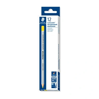 Afbeelding van STAEDTLER 108 1 Lumocolor omnichrome droogmarker, 12 stuks in kartonnen etui niet permanent, geel