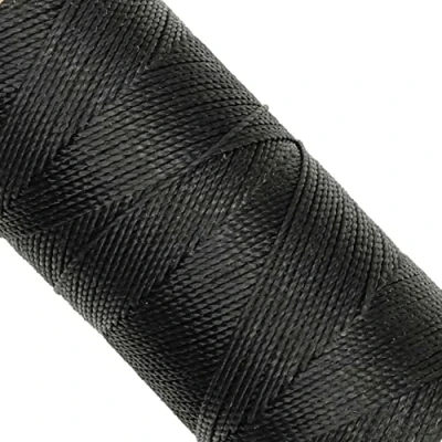 Afbeelding van Linhasita Spoel gewaxt garen 100 g/170 meter polyester 1 mm dik macramé 30 kleuren zwart