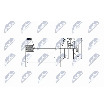 Afbeelding van NTY NPZ MS 016 Homokineet Automatische versnellingsbak, Handgeschakeld Vooras rechts, links, Versnellingsbak zijde