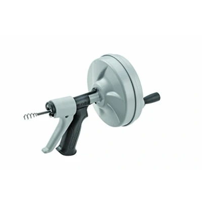 Afbeelding van RIDGID 57038 Kwik Spin+ handspiraal met AUTOFEED spiraaltoevoer, knikbestendige Maxcore buisreinigerspiraal voor het reinigen van geblokkeerde afvoerleidingen, tot 40 mm, zilver