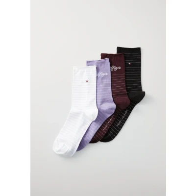 Afbeelding van Tommy Hilfiger Women SOCK Stripe 4 PACK Sokken, Dames, Maat: 39 42, Lilac/burgundy