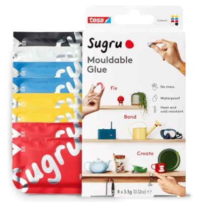 Afbeelding van Sugru by tesa Vervormbare Universele Lijm, 8 pack, x 3,5 g, Rood, Blauw, Geel, Zwart &amp; Wit Veelzijdige Kneedgum Voor Repareren, Lijmen en Bevestigen zonder Boren