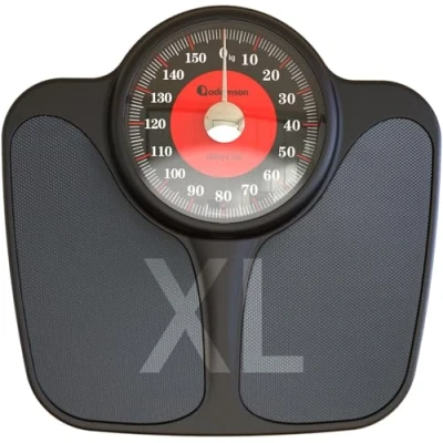 Afbeelding van Adamson A23 weegschaal voor lichaamsgewicht, tot 160 kg, extra grote XL weegschaal, 36 x 35 cm, antislip rubberen oppervlak, cijfers, zeer nauwkeurige analoge personenweegschaal, duurzaam