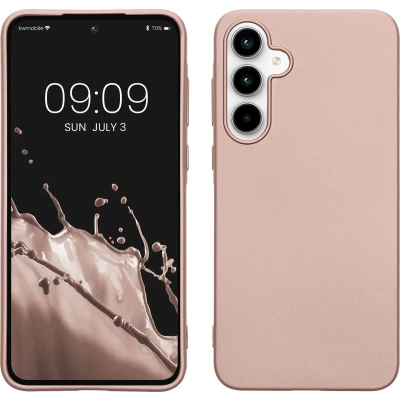 Afbeelding van kwmobile telefoonhoesje compatibel met Samsung Galaxy A35 hoesje Zachte case voor smartphone Back cover in metallic roségoud