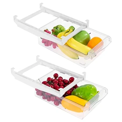 Afbeelding van Viesap Koelkastorganizer, 2 stuks, organizer voor in de koelkast, opbergbox, huis organizer, met verstelbare transparante containers.