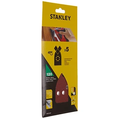 Afbeelding van Stanley Multischuurmachine schuurpapier (K120, medium korrel, met klittenbandfix, geschikt voor diverse Black+Decker multischuurmachines, 5 stuks) STA31447