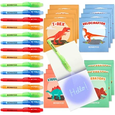 Afbeelding van Onzichtbare inktpen en schrijfblok, 16 Stuks Dinos BONNYCO Vuller bij Kids Verjaardagen Tas jongens &amp; meisjesfeestjes, Feestgerei de Pinata Schoolprijs Geschenk Kinderen