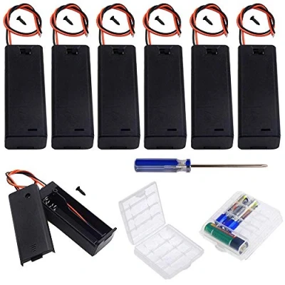 Afbeelding van GTIWUNG 7 delige enkele AA batterijhouder met schakelaar en deksel, opbergdoos draden, zwarte plastic pin, 1X1.5V snoeren, 2 voor celbatterijen