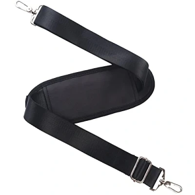 Afbeelding van Schouderriem BOMKEE universele vervangende verstelbare tas riem met 59 inch metalen draaibare haken en antislip pad voor laptop aktetas Messenger luiertas camera reistas reistas, Zwart