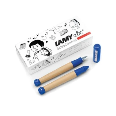 Afbeelding van Lamy ABC schrijfset blauw incl. geschenkverpakking van 1 x kindvriendelijke schrijfvulpen met veer fijn en potlood, antislip handvat, dop dobbelsteen kunststof