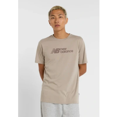 Afbeelding van New Balance Heathertech Linear Tshirt print, Heren, Maat: Large, Arid stone
