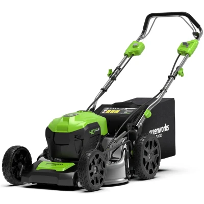 Afbeelding van Greenworks Accu Grasmaaier 40 Volt 46 CM Met 2x 4.0 Ah En Lader 55 L Grasopvangbox Snijhoogte: 25 80 mm 500 m² 29 kg Groen/Zwart