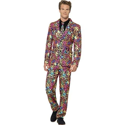 Afbeelding van Smiffy&#039;s Feesten &amp; Gelegenheden Kostuum Neon Chique Herenkostuum Man Multicolor XL Carnavalskleding Verkleedkleding