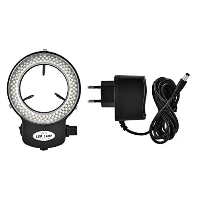 Afbeelding van Akozon Led microscoop, microscoopcamera, 144 leds, 4,5 W, ringlamp, instelbare helderheid, 64 mm, accessoires voor microscopen, Zwart, Modern