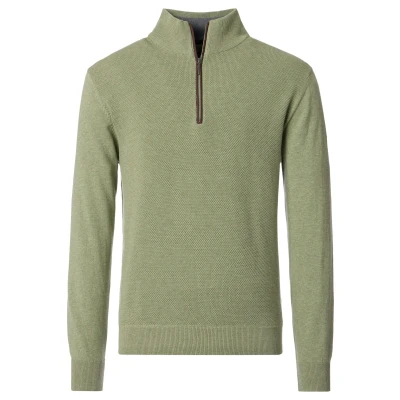 Afbeelding van Redmond Modern Fit Half Zip Sweater groen, Effen