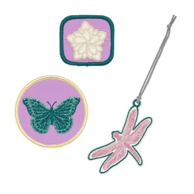 Afbeelding van LÄSSIG Dragonfly Hangers en patches, set van 3 stuks, met drukknop, schoolpatches, set, lila, Patches