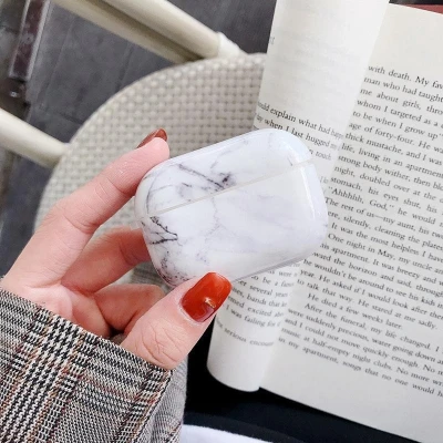 Afbeelding van AirPods Pro / 2 hoesje Marble series hard case wit Schokbestendig